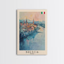 Brescia Italy Travel Poster Framed Canvas Print, Cityscape Art, Wall Decor, Travel Print, Watercolor Painting, Boho Style Art