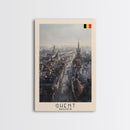 Ghent Belgium Cityscape Art, Framed Canvas Print, Living Room Wall Art, Travel Poster, Home Decoration, European Art