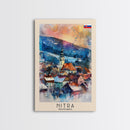 Nitra Slovakia Framed Canvas Print, Scenic Travel Poster, Watercolor Painting, Wall Art, Home Decor, Slovakian Landscape, Modern Art
