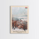 Nyiregyhaza Hungary Travel Poster Framed Canvas Print, Watercolor Painting, Scenic Wall Art, Home Decor, Hungarian Landscape, Rustic Art