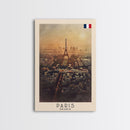 Paris France Travel Poster Framed Canvas Print, Watercolor Painting, Scenic Wall Art, Home Decor, French Cityscape, Classic Art