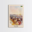 Rivne Ukraine Travel Poster Framed Canvas Print, Watercolor Painting, Scenic Wall Art, Home Decor, Ukrainian Landscape, Classic Art
