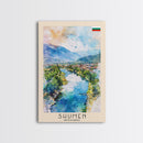 Shumen Bulgaria Travel Poster Framed Canvas Print, Watercolor Painting, Scenic Wall Art, Home Decor, Bulgarian Landscape, Classic Art