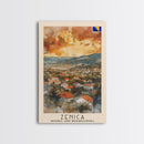Zenica Bosnia Travel Poster Framed Canvas Print, Watercolor Painting, Scenic Wall Art, Home Decor, Bosnian Landscape, Unique Gift