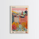 Bilbao Spain Travel Poster Framed Canvas Print, Modern Art, Pop Art Home Decor, Scenic Wall Art, Living Room Decor, Artistic Gift