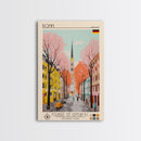 Bonn Germany Travel Poster Framed Canvas Print, Midcentury Modern Art, Pop Art Wall Decor, Home Decor, Living Room Art, Cultural Gift