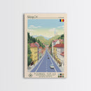 Brașov Romania Travel Poster Framed Canvas Print, Midcentury Modern Art, Pop Art Wall Decor, Home Decor, Vacation Gift, Living Room Art