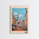 Charleroi Belgium Travel Poster Framed Canvas Print, Midcentury Modern Art, Pop Art Wall Decor, Home Decor, Vacation Gift, Living Room Art