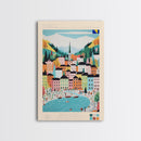 Doboj Bosnia and Herzegovina Travel Poster Framed Canvas Print, Midcentury Modern Art, Pop Art Wall Decor, Home Decor, Vacation Gift, Living Room Art