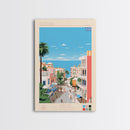 Glyfada Greece Travel Poster Framed Canvas Print, Midcentury Modern Art, Pop Art Wall Decor, Scenic Wall Art, Bedroom Decoration, Office Art