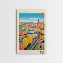Gothenburg Sweden Travel Poster Framed Canvas Print, Midcentury Modern Art, Pop Art Wall Decor, Scenic Bedroom Art, Office Decoration