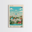 Grozny Russia Travel Poster Framed Canvas Print, Midcentury Modern Art, Pop Art Wall Decor, Scenic Wall Art, Living Room Decoration, Office Art