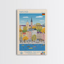 Hanover Germany Travel Poster Framed Canvas Print, Midcentury Modern Art, Pop Art Wall Decor, Scenic Wall Art, Living Room Decoration, Office Art