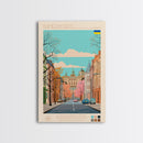 Khmelnytskyi Ukraine Travel Poster Framed Canvas Print, Midcentury Modern Art, Pop Art Wall Decor, Scenic Wall Art, Living Room Decoration, Office Gift