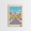 Kruševac Serbia Travel Poster Framed Canvas Print, Midcentury Modern Art, Pop Art Wall Decor, Scenic Living Room Art, Bedroom Gift