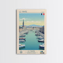 Le Havre France Travel Poster Framed Canvas Print, Midcentury Modern Art, Pop Art Wall Decor, Scenic Bedroom Art, Office Decoration