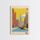 Leeds United Kingdom Travel Poster Framed Canvas Print, Midcentury Modern Art, Pop Art Wall Decor, Scenic Living Room Art, Bedroom Decor