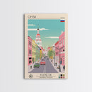 Omsk Russia Travel Poster Framed Canvas Print, Midcentury Modern Art, Pop Art Wall Decor, Scenic Wall Art, Living Room Decoration, Office Art