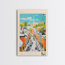 Pori Finland Travel Poster Framed Canvas Print, Midcentury Modern Art, Pop Art Wall Decor, Home Decor, Vacation Gift, Bedroom Art