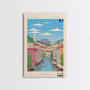 Sarajevo Bosnia and Herzegovina Travel Poster Framed Canvas Print, Midcentury Modern Art, Pop Art Wall Decor, Home Decor, Office Decoration