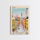 Tartu Estonia Travel Poster Framed Canvas Print, Midcentury Modern Art, Pop Art Wall Decor, Living Room Art, Home Decoration