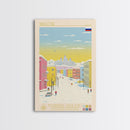 Yakutsk Russia Travel Poster Framed Canvas Print, Midcentury Modern Art, Pop Art Wall Decor, Living Room Art, Home Decoration