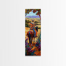 Long Narrow Wall Art Painting of Jalisco Cowboy, Southwest Wall Art Painting, Colorful Desert Canvas Painting Framed and Printed, Office Art