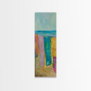 Colorful Laundry on Beach Landscape Art Print, Vertical Oversized Living Room Canvas Print Framed, Framed Wall Art for Laundry Room