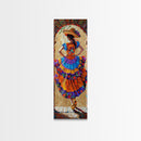 Jalisco Mexican Dancer Textured Oil Painting Printed and Framed on Canvas, Vertical Narrow Art Print, Mexican Inspired Home Decor