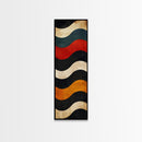 Wavy Retro Pattern in Earth Tones - Framed Canvas Print, Midcentury Modern Art, Boho Art, Skinny Art, Tall Art, Living Room Wall Decor, Minimalist Art
