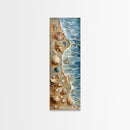 Seashells and Starfish Beach Art - Framed Canvas Print, Skinny Tall Art, Coastal Wall Art, Living Room Decor, Bedroom Art, Seashell Painting