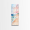 Soft Beach Pastel Scene - Framed Canvas Print, Farmhouse Art, Boho Art, Skinny Art, Tall Art, Living Room Decor, Coastal Wall Art for Home Decor