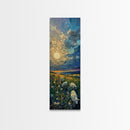 Lambs At Sunset Farmhouse Decor, Framed Canvas Print, Unique Wall Art, Skinny Art, Tall Wall Art, Art For Small Spaces