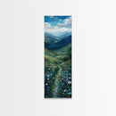 Secret Path Through The Wild Flowers, Framed Canvas Print, Unique Wall Art, Minimalist Landscape Painting, Wood Frame Art, Sofa Decor, Springtime Art