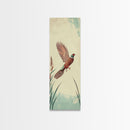 Japanese Skinny Art of Pheasant in Flight with Graceful Wings and Earthy Tones – Framed Canvas Print