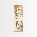 Japanese Art Inspired by Tranquil Birds and Blossoms, Framed Canvas Print for Tall Skinny Art Lovers in Ukiyo-e Style