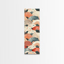 Pattern Of Overlapping Japanese Fans On Beige Background Tall Art Skinny Art Framed Canvas Print Japanese Style Art Ukiyo-e Wood Block Print