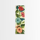 Morning Glory Flowers In Vibrant Red And Blue Shades Tall Art Skinny Art Framed Canvas Print Japanese Style Art Ukiyo-e Wood Block Print