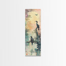 Orange Marigold Blossoms in Japanese Style Tall Skinny Framed Canvas Print - Ukiyo-e Wall Art