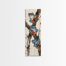 Three Blue Tree Frogs Branches Japanese Tall Wall Art Skinny Framed Canvas Print Ukiyo-e Style