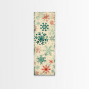 Snowflakes in Varied Sizes and Shapes Scattered on a Beige Canvas with a Distressed Texture Ukiyo-e Art Japanese Framed Canvas Print Skinny Tall Art