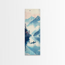 Serene Rowboat On A Misty Lake With Mountains – Framed Canvas Print Showcasing Skinny Art With Ukiyo-E Art And Japanese Style Art Tall Art