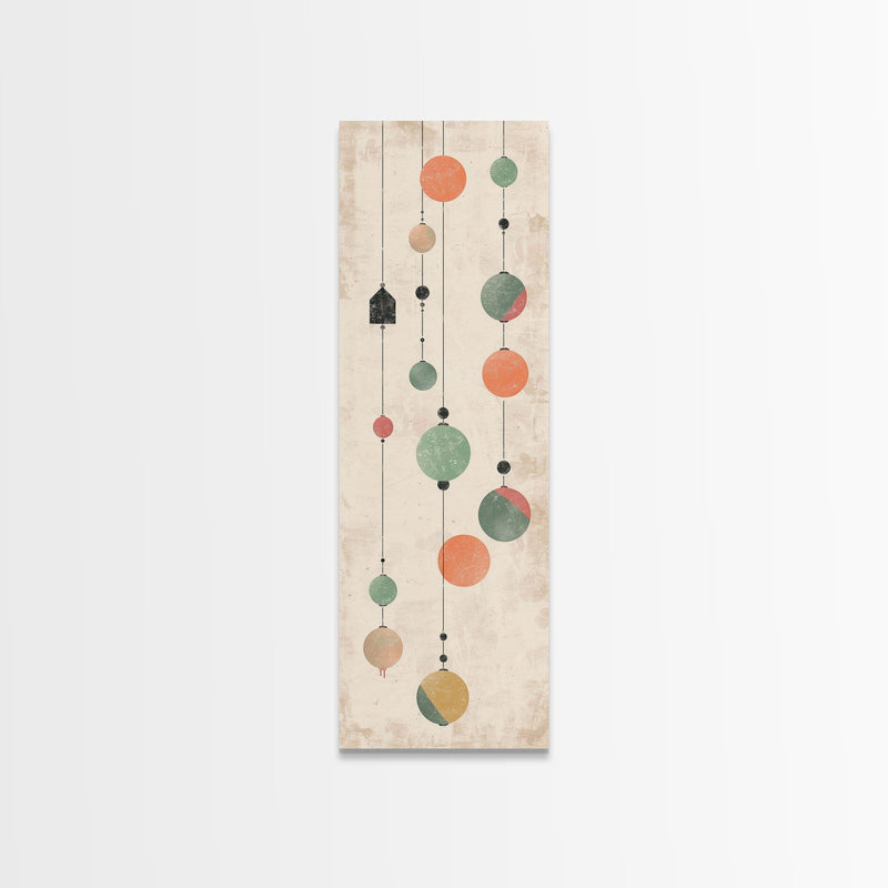 Abstract Hanging Lanterns On A Rustic Background â€“ Framed Canvas Print With Skinny Art And Tall Art In Ukiyo-E Art And Japanese Style Art