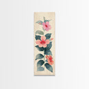 Floral Bouquet With Pink And Red Flowers - Skinny Art Tall Art Framed Canvas Print Japanese Style Art Ukiyo-e Art