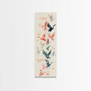Origami Crane Birds Skinny Art Tall Art Japanese Ukiyo-e Inspired Framed Canvas Print Perfect for Modern Minimalist Spaces