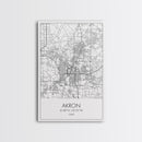 Akron Street Map, Akron Map, Map Wall Art, Office Wall Art, City Map Print, Minimalist, Modern Art, Wall Art, Canvas Print, Canvas Wall Art