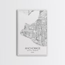 Anchorage Street Map, Alaska Map, Travel Wall Art, City Map Wall Art, Bedroom Art, Modern Art, Wall Art, Canvas Print, Canvas Wall Art