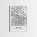 Aurora Street Map, Colorado Map, City Map Print, Travel Lover Gift, Above Bed Art, Minimalist Art, Wall Art, Canvas Print, Canvas Wall Art