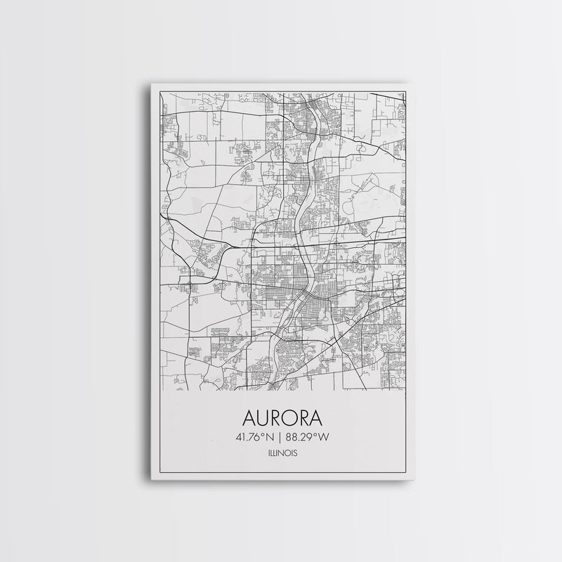 Aurora Street Map, Illinois Map, City Map Wall Art, Daughter Gift, Travel Map, Minimalist Art, Wall Art, Canvas Print, Canvas Wall Art