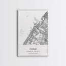 Dubai Street Map, UAE Map, City Map Art, Minimalist Art, Wall Art, Canvas Print, Aviation Gift, Travel Art, Office Décor, Unique Wall Art